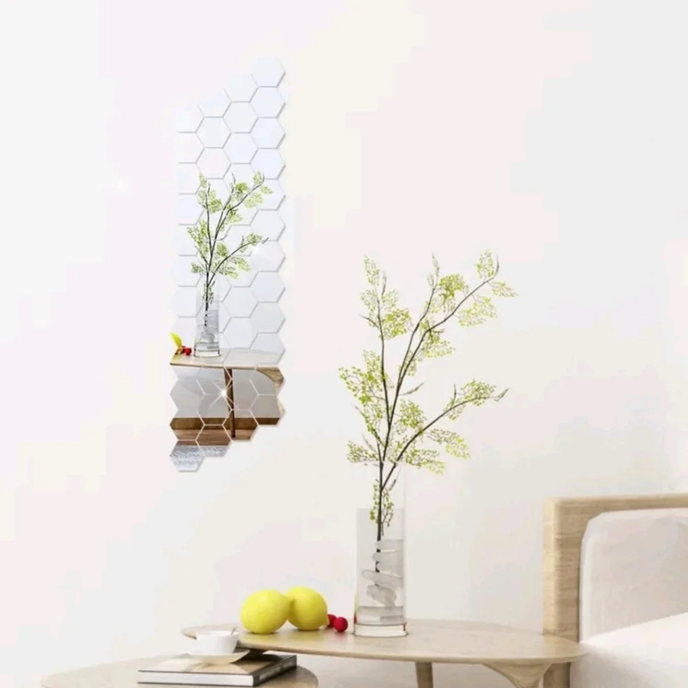 Hexagon Mirror Wall Stickers - Picture 1 of 8